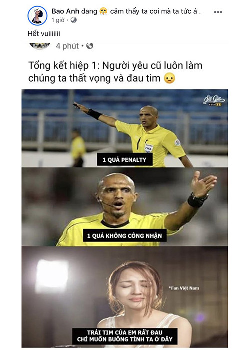 Ca sĩ Bảo Anh tức giận về quyết định của trọng tài Ahmed Al-Kaf.