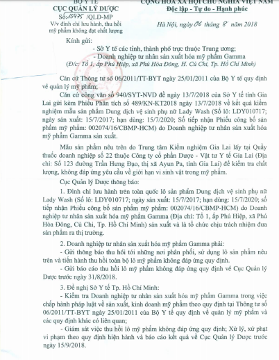 Giat minh ly do thu hoi dung dich ve sinh phu nu Lady Wash