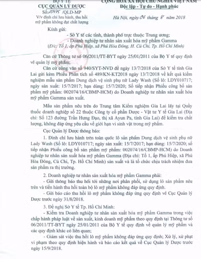 Giat minh ly do thu hoi dung dich ve sinh phu nu Lady Wash