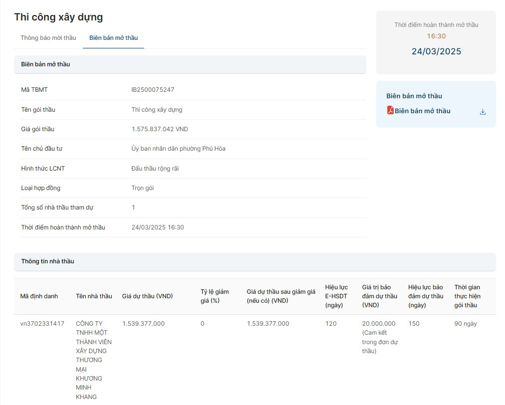 Bình Dương: Gói thầu hơn 1,5 tỷ tại Phú Hòa về tay Cty Khương Minh Khang - Hình 2 Binh Duong: Goi thau hon 1,5 ty tai Phu Hoa ve tay Cty Khuong Minh Khang-Hinh-2
