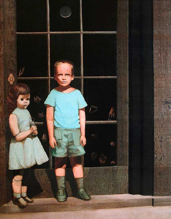 Bill Stoneham, tác giả của bức "The Hands Resist Him" nói rằng, ông vẽ bức tranh này dựa trên những ký ức trong tuổi thơ của mình. Đã có nhiều tuyên bố rằng, bức tranh này bị ám, chủ sở hữu kể rằng, vào buổi đêm, họ thấy những đứa trẻ trong bức tranh di chuyển và đánh nhau. Nhiều người cho rằng, bức tranh khiến mình bị đau đầu, lo lắng và bồn chồn.