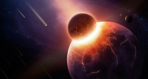 Một lượng lớn vật chất bắn ra và rơi vào quỹ đạo quanh Trái Đất, từ đó Mặt Trăng được hình thành trong khoảng thời gian không dài hơn một thế kỷ, thậm chí có thể ít hơn một tháng.