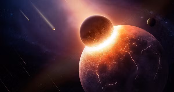 Một lượng lớn vật chất bắn ra và rơi vào quỹ đạo quanh Trái Đất, từ đó Mặt Trăng được hình thành trong khoảng thời gian không dài hơn một thế kỷ, thậm chí có thể ít hơn một tháng.