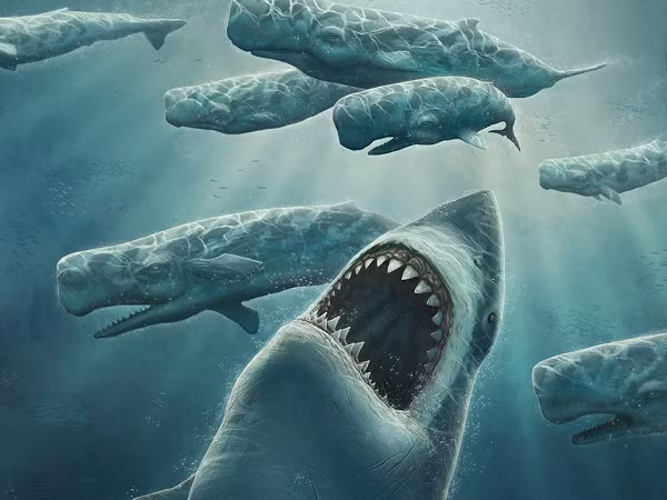 Megalodon vốn dĩ cũng không phải là tổ tiên trực tiếp của cá mập trắng lớn nhưng có quan hệ họ hàng với các loài cá mập khác như cá mập mako (vây ngắn và vây dài), cá mập salmon và cá mập porbeagle.
