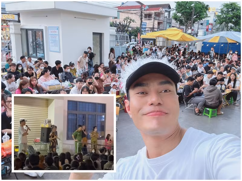 Theo Người Đưa Tin, mới đây, quán nước của Lê Dương Bảo Lâm bị cơ quan chức năng đến kiểm tra vì gây ùn tắc giao thông, mất trật tự. Sự việc xuất phát do nhiều người dân hiếu kỳ kéo đến vì muốn nhìn các nghệ sĩ. Ảnh: Người Đưa Tin, FBNV.