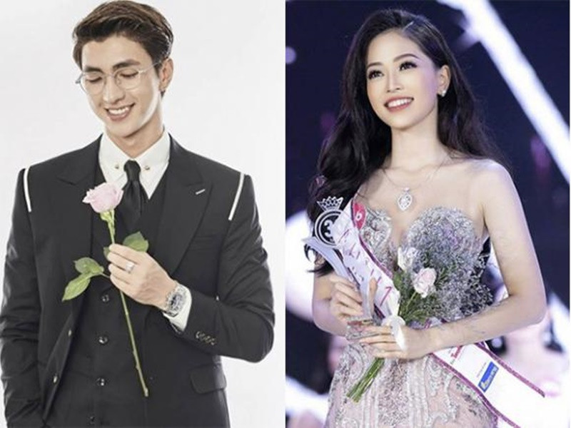 Không chỉ Ý Nhi, Á hậu Phương Nga cũng được nửa kia ủng hộ khi tham gia các cuộc thi nhan sắc. Nàng á hậu được Bình An ủng hộ khi thi Hoa hậu Việt Nam 2018. Ảnh: Người Lao Động.