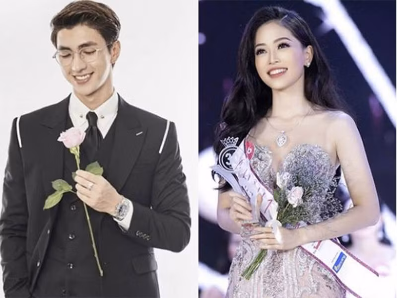 Không chỉ Ý Nhi, Á hậu Phương Nga cũng được nửa kia ủng hộ khi tham gia các cuộc thi nhan sắc. Nàng á hậu được Bình An ủng hộ khi thi Hoa hậu Việt Nam 2018. Ảnh: Người Lao Động.