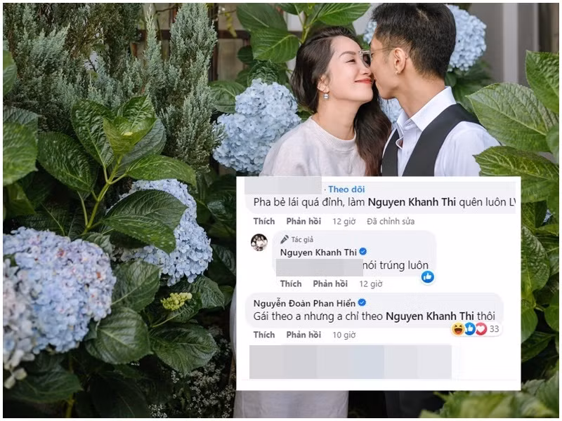 Khi Khánh Thi hài hước chia sẻ Phan Hiển được nhiều cô gái theo đuổi, Phan Hiển đáp lại: "Gái theo anh nhưng anh chỉ theo Khánh Thi thôi".