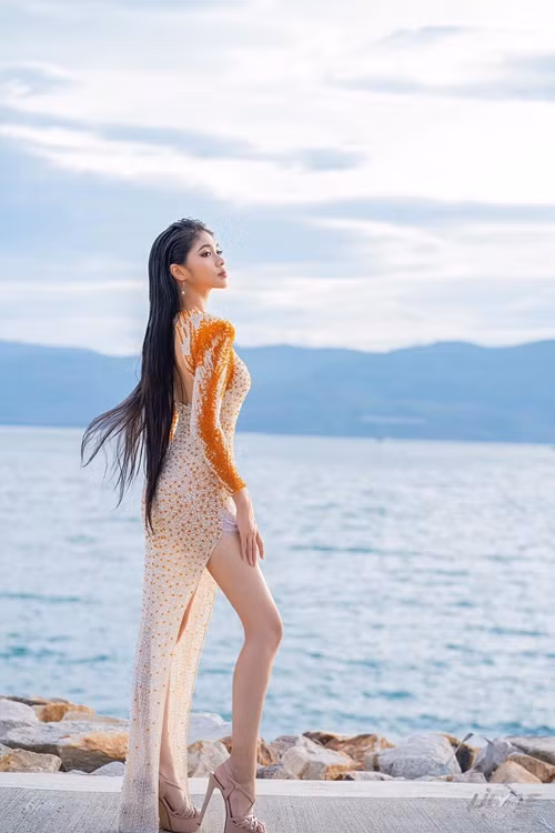 Người đẹp gốc Ninh Thuận sở hữu mái tóc dài ấn tượng. Ảnh: FBNV.