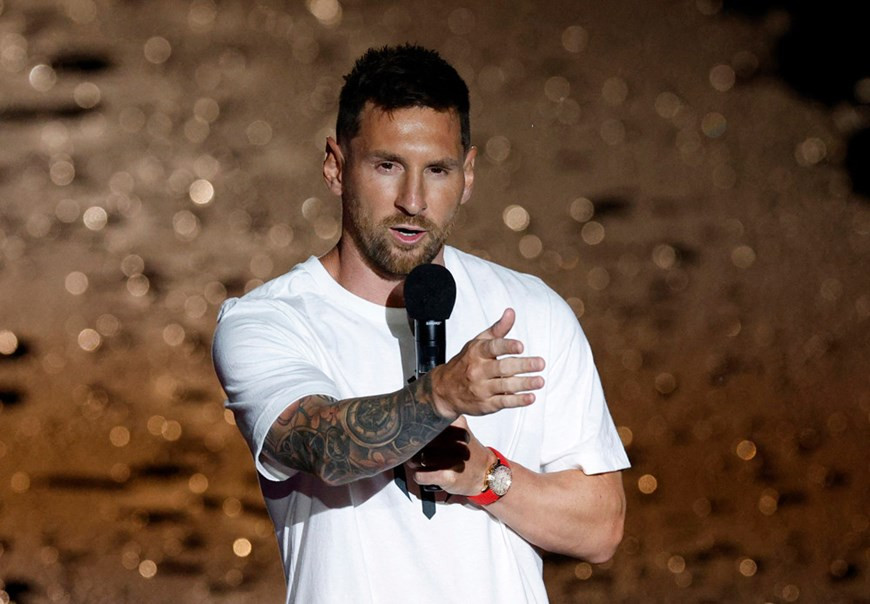 Phát biểu tại lẽ ra mắt, Messi cho biết anh rất vui khi có mặt tại đây, đồng thời muốn dành lời cảm ơn tới những chủ sở hữu của CLB như Jose Mas, David Beckham và người hâm mộ. (Nguồn: Getty Images)