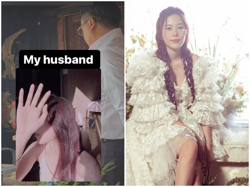 Mới đây, trên trang cá nhân, Nam Em chia sẻ hình ảnh một người đàn ông giấu mặt. Người đẹp chú thích: "My husband" (Tạm dịch: Chồng của tôi). Ảnh: Tiền Phong.