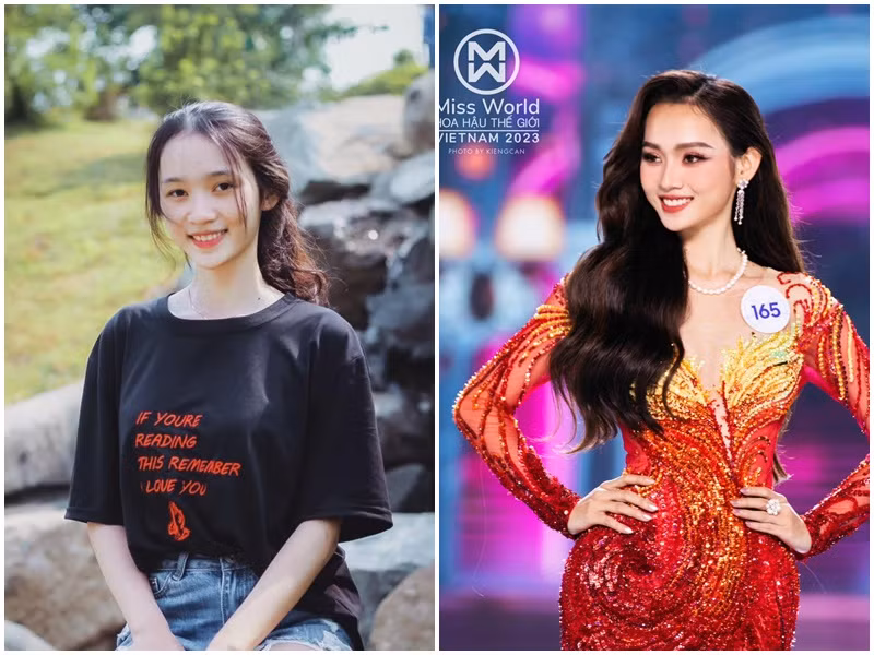 Hình ảnh Hoàng Thị Yến Nhi giản dị, trẻ trung cách đây 5 năm và đẹp lộng lẫy khi thi nhan sắc. Ảnh: FBNV.