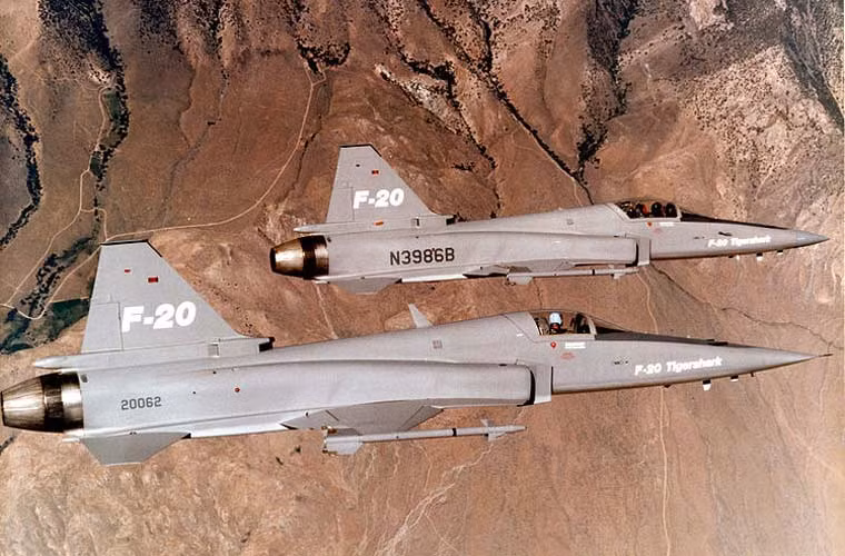 Với mục tiêu xuất khẩu cho không quân các nước đồng minh Mỹ, từ năm 1975, Tổng Công ty Northrop đã tự bỏ kinh phí để phát triển biến thể mới của dòng tiêm kích F-5 đã rất thành công trên thị trường xuất khẩu thời điểm bấy giờ. Biến thể mới này ban đầu được định danh là F-5G nhưng sau đó được đổi tên thành F-20 Tigershark (Cá mập hổ), thực hiện chuyến bay đầu tiên vào ngày 30/8/1982.