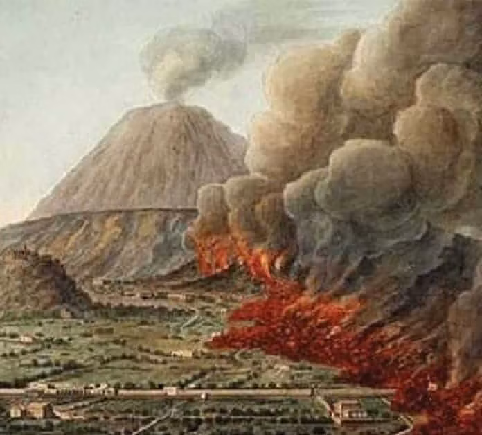 Vào năm 79 sau Công nguyên, toàn bộ thị trấn Pompeii bị chôn vùi trong tro bụi núi lửa. Nguyên do dẫn tới thảm kịch thị trấn bị "xóa sổ" là vì núi lửa Vesuvius phun trào dữ dội và dung nham "quét sạch" mọi thứ trên đường đi.
