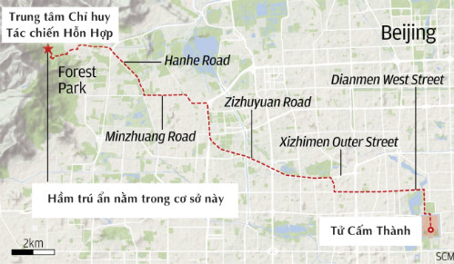 Tại Trung Quốc, hầm trú ẩn hạt nhân dành cho lãnh đạo cấp cao nước này được cho là nằm bên dưới công viên rừng quốc gia Tây Sơn, cách trụ sở chính phủ ở trung tâm Bắc Kinh 20 km về phía Tây Bắc.