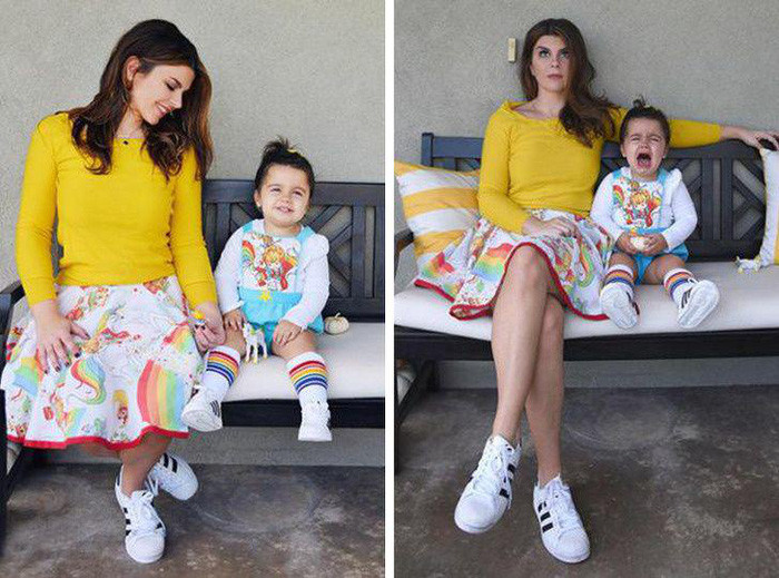 Hậu trường để có được một bức ảnh mẹ con cực tươi tắn đăng mạng.