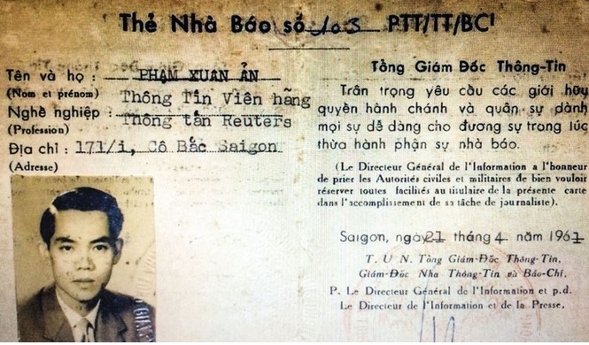 Phạm Xuân Ẩn (1927-2006) được biết đến là một nhà tình báo lỗi lạc của Việt Nam trong cuộc kháng chiến giành độc lập dân tộc. Ông còn là một nhà báo nổi tiếng Việt Nam và quốc tế. Chỉnh vỏ bọc này, giúp ông xâm nhập vào hệ thống chính quyền Sài Gòn.