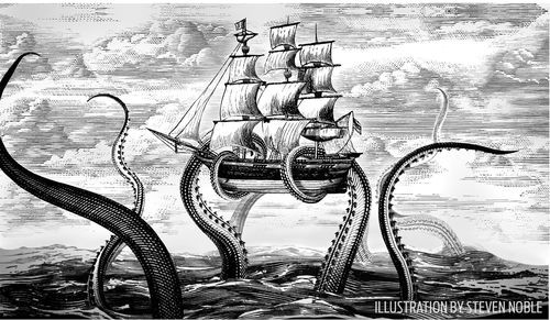 Mặc dù có kích thước to lớn nhưng quái vật Kraken có khả năng ngụy trang tài tình để đánh lừa người đi biển.