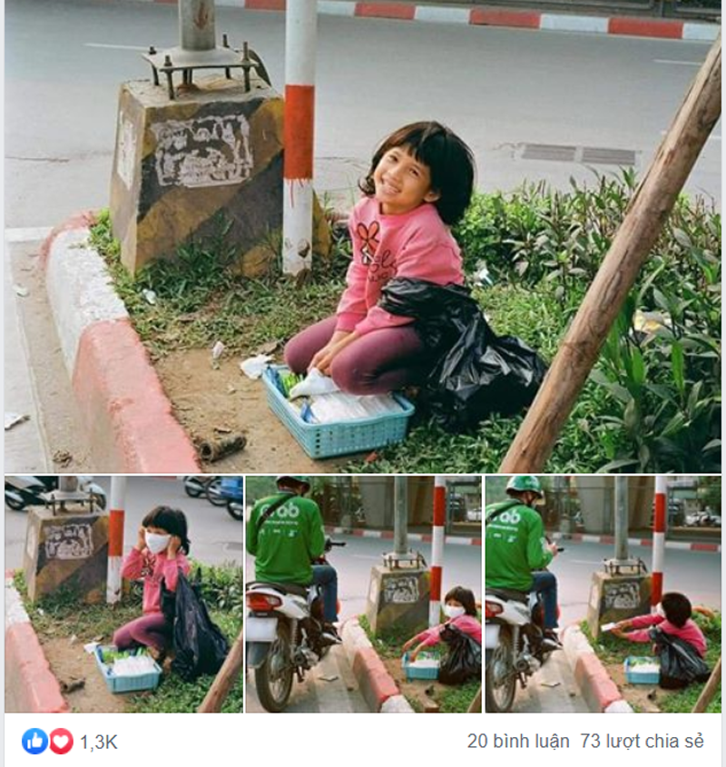 Khoanh khac co be ban hang rong cuoi rang ro 'hut' nghin like