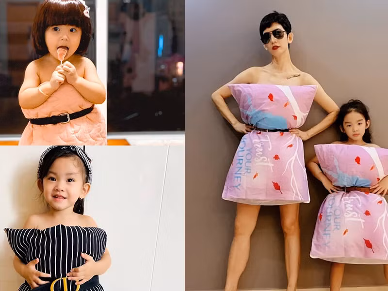 Các nhóc tì sao Việt cũng được bố mẹ cho tham gia thử thách. Trong đó, bé Thỏ nhà siêu mẫu Xuân Lan được khen ngợi có thần thái của người mẫu tương lai.