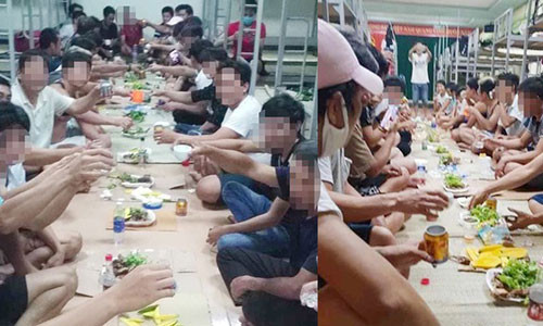 30 nguoi to chuc an nhau trong khu... cach ly o Quang Binh