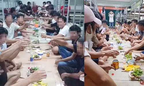 30 nguoi to chuc an nhau trong khu... cach ly o Quang Binh