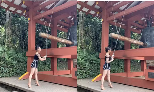 Huong Tram bi phan ung khi mac vay ngan, ao hai day di chua