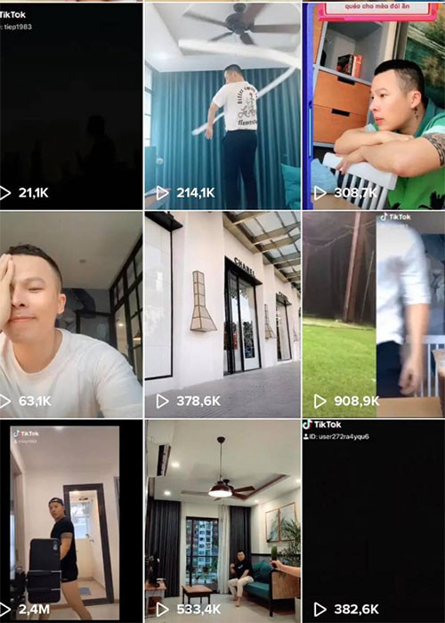 Trong thời gian rảnh rỗi, Khắc Tiệp liên tục đăng tải clip TikTok khoe nhà, tủ đồ, "đu trend" biến hình.