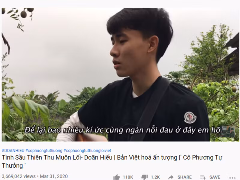 Trên Youtube, MV “Tình sầu thiên thu muôn lối” hiện đạt hơn 2,7 triệu lượt xem trong khi bản guitar cover từ hồi tháng 3/2020 cán mốc 3,5 triệu lượt xem. Ảnh: Lao động