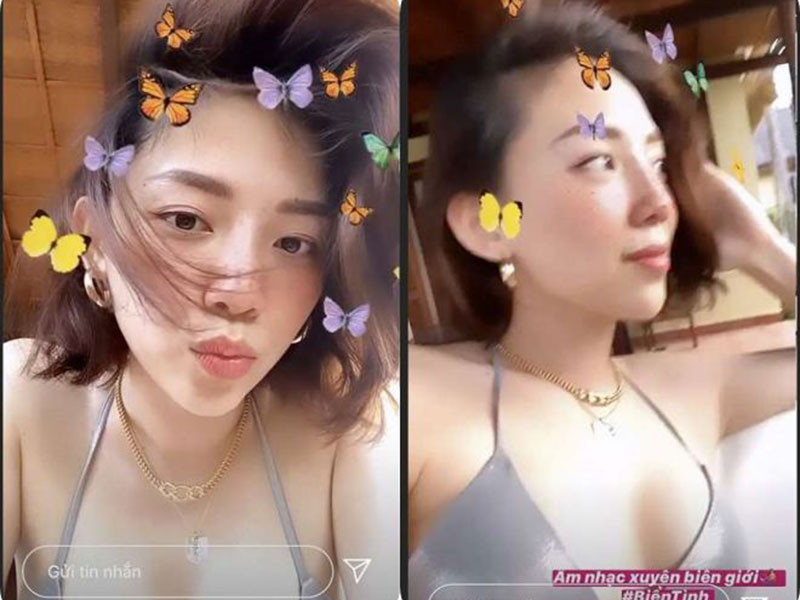 Trước đó, bà xã của Hoàng Touliver cũng đốt mắt người đối diện khi mặc bikini khoe vòng một nở nang, quyến rũ.