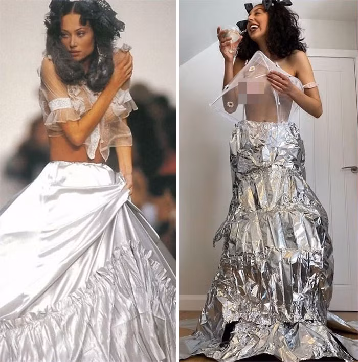 Mặc nhanh để còn lấy giấy bạc nướng thịt!