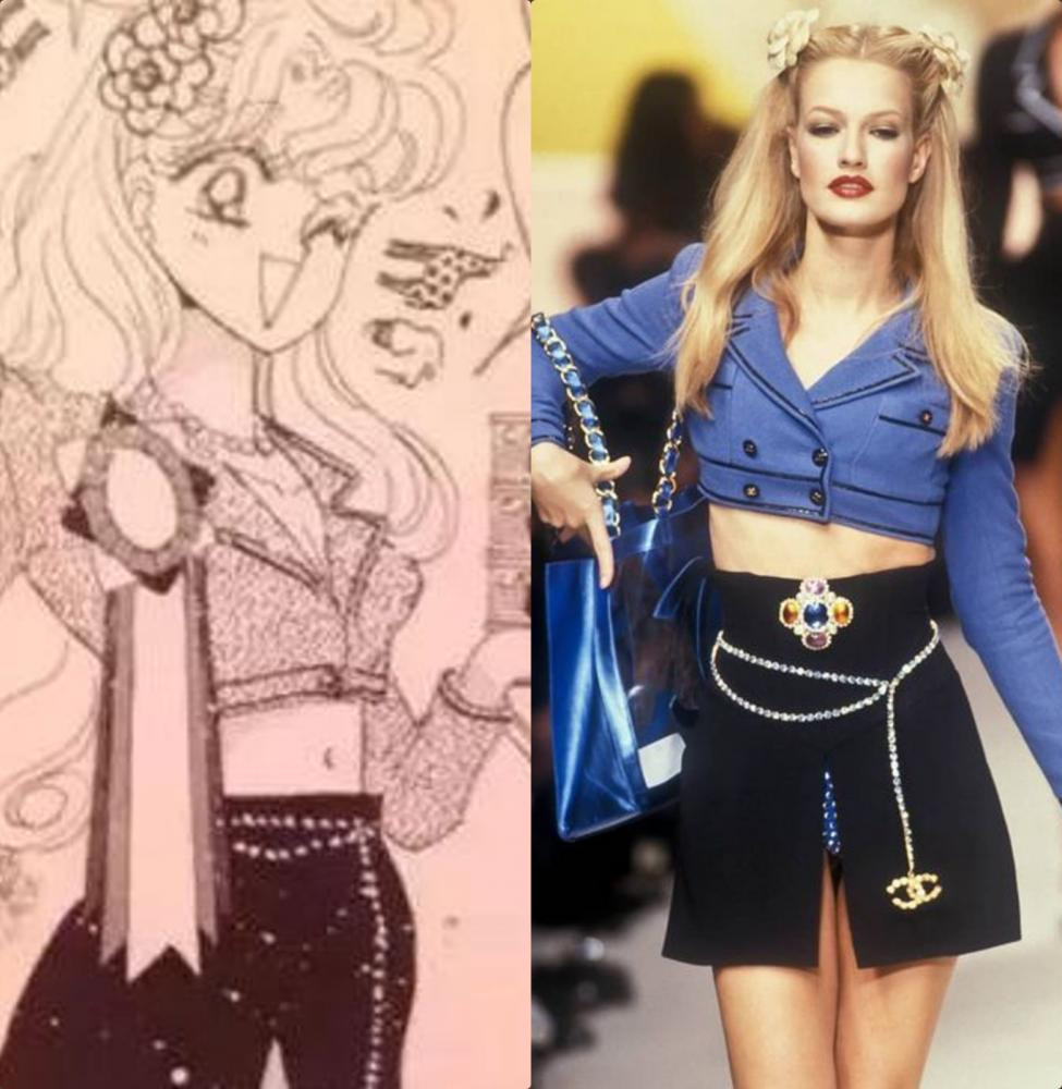 Trang phục nhân vật lấy cảm hứng từ thiết kế của Channel, giống đến cả sợi dây trang trí.