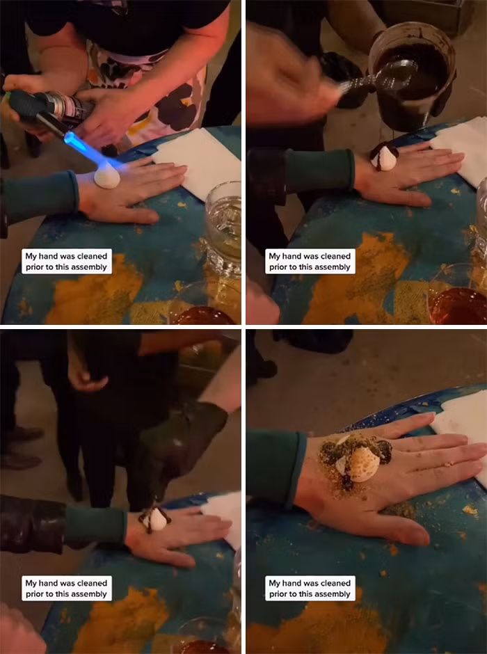 Dù hết đĩa, nhà hàng này vẫn "phục vụ tận tay" món ăn cho thực khách mà vẫn đảm bảo tiêu chuẩn vệ sinh bằng cách bắt khách rửa tay thật sạch.