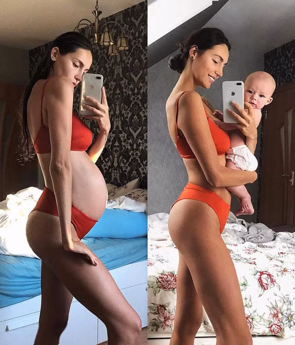 Yêu thích vận động khiến Anna lấy lại vóc dáng nhanh chóng. Nhìn cô không ai có thể nghĩ người phụ nữ này từng trải qua sinh nở.