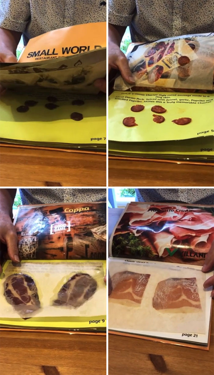 Món ăn được phục vụ ngay trong cuốn sách.