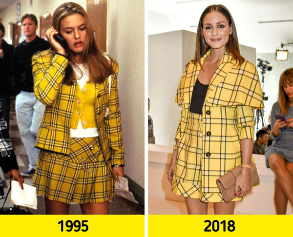 Trang phục kẻ. Bộ đồ kẻ sọc màu vàng mang tính biểu tượng được Alicia Silverstone mặc trong bộ phim Clueless năm 1995 vẫn truyền cảm hứng cho nhiều nhà thiết kế. Trong hình, Olivia Palermo diện bộ đồ kẻ vàng nhạt và nhận được rất nhiều lời khen.