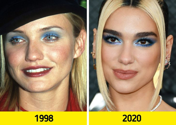 Sau thời gian vắng bóng, giờ đây, các mỹ nhân ngày càng có xu hướng “để mắt” đến cách trang điểm này. Trong hình, Dua Lipa trông hút mắt hơn hẳn so với cách makeup thông thường.