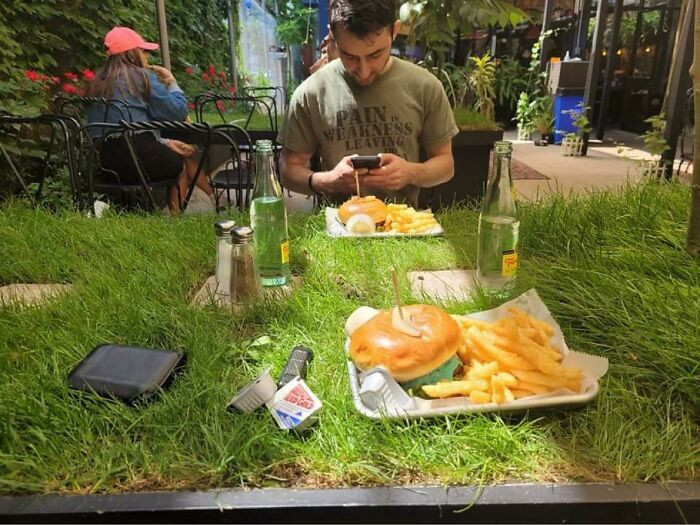 Làm gì có ai được phục vụ món ăn trên thảm cỏ như thế này?