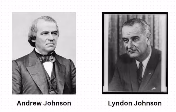 Sinh năm 1808, phó tổng thống Andrew Johnson đã tuyên thệ nhậm chức sau khi ông Lincoln qua đời trong vụ ám sát. Trong khi ấy, phó tổng thống Lyndon Johnson (sinh năm 1908) trở thành người kế nhiệm của ông Kennedy. Hai người kế nhiệm chào đời cách nhau đúng 100 năm.