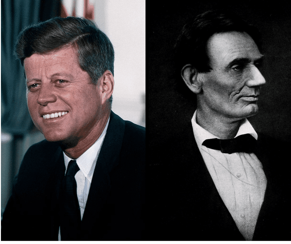 Hung thủ ám sát Tổng thống Lincoln và Kennedy đều sử dụng súng. Cả 2 ông chủ Nhà Trắng này đều tử vong do trúng một viên đạn từ phía sau đầu.