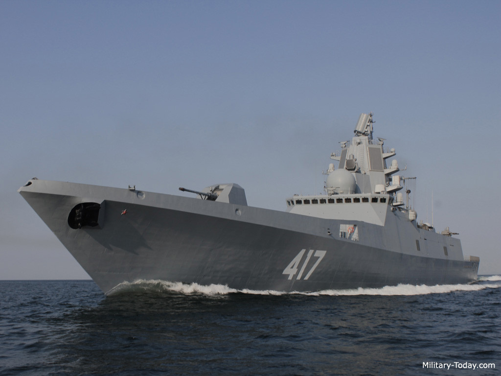 Trong đó, tàu được trang bị tên lửa hành trình Oniks và Kalibr cùng hệ thống tên lửa đất đối không Poliment-Redut. Ảnh: Military Today