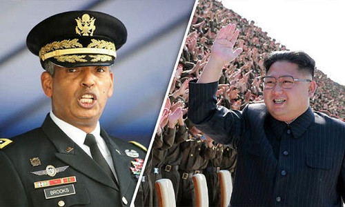 Tướng Mỹ Vincent Brooks và Chủ tịch Triều Tiên Kim Jong Un.