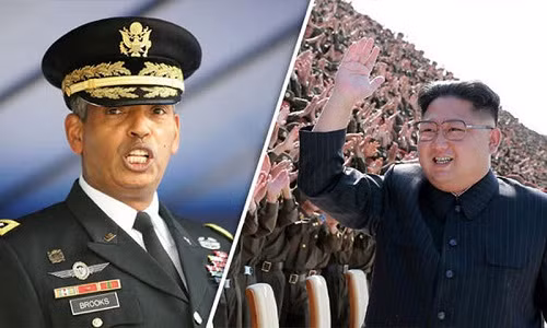 Tướng Mỹ Vincent Brooks và Chủ tịch Triều Tiên Kim Jong Un.