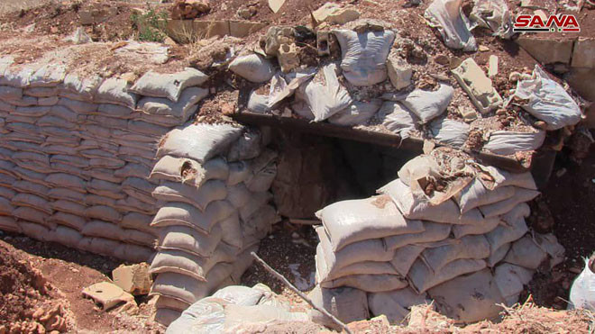 Được biết, nhiều loại chất nổ, mìn và đạn dược được tìm thấy trong hệ thống đường hầm này. Ảnh: SANA.