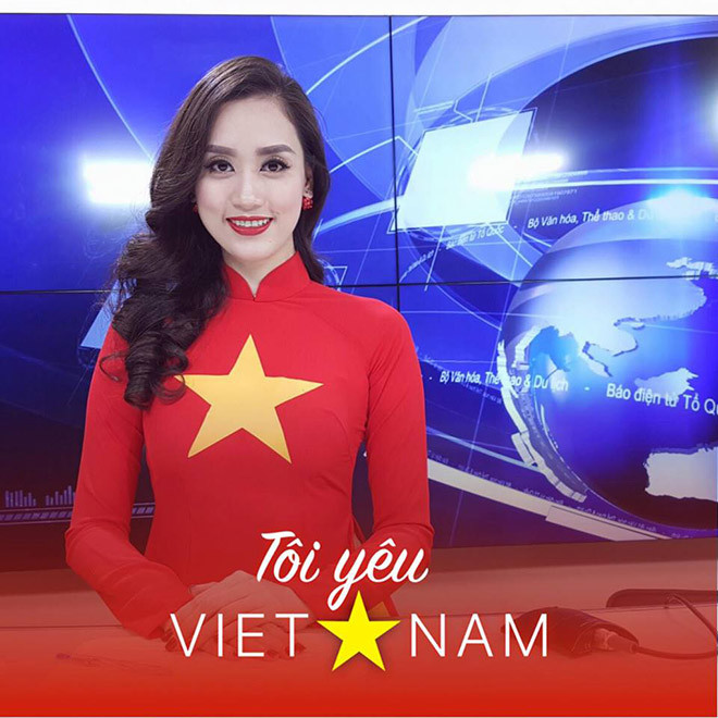 Hiện Hồng Nhung làm MC cho đài Tổ Quốc TV.