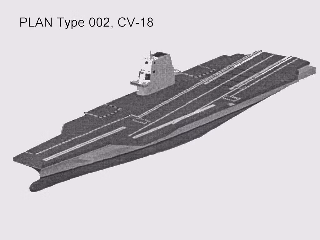 Hình ảnh được cho là thiết kế sơ bộ của tàu sân bay Type 002 có chiều dài 320 mét và lượng choán nước khoảng 85 nghìn tấn. Ảnh: Flickr.