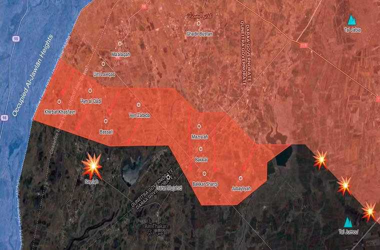 Quân đội Syria đang tiến quân về Saydah và Aun Thakar, khu vực hiện đang bị phiến quân IS chiếm đóng, và sắp giành lại quyền kiểm soát toàn bộ miền Nam Syria. Ảnh: SF.