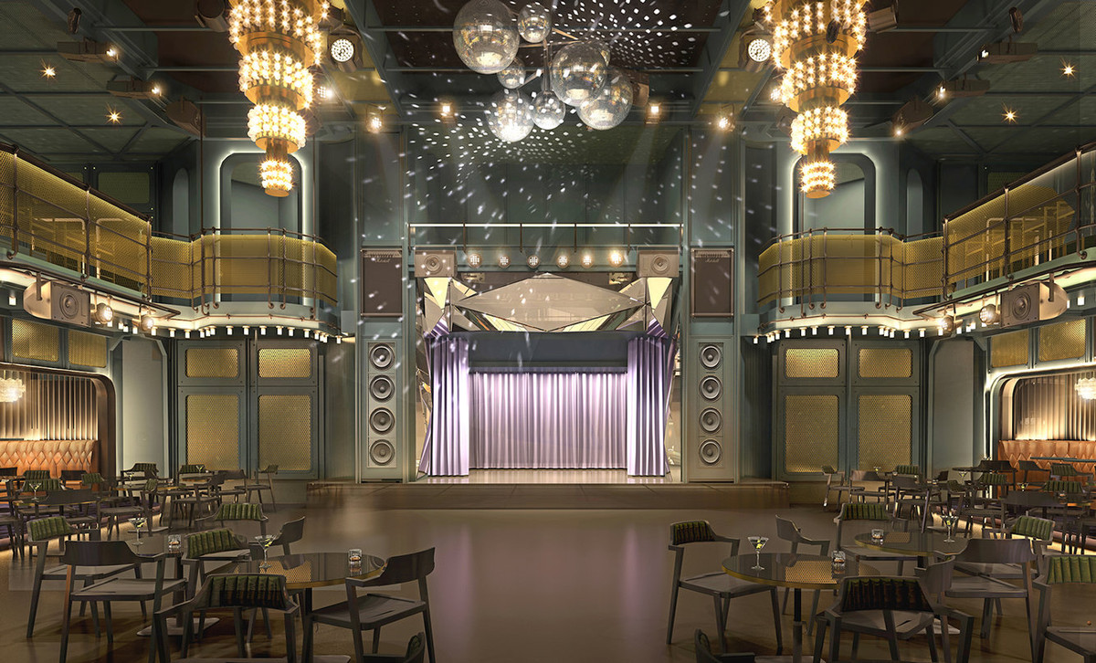 Phòng khiêu vũ do Roman and Williams thiết kế là một trong những căn phòng thú vị nhất của du thuyền Scarlet Lady.