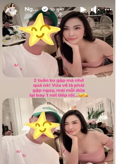 Mới đây, Quỳnh Thư đăng tải hình ảnh bên một chàng trai trẻ. "2 tuần không gặp mà nhớ quá nè. Vừa về là phải gặp ngay, mai mỗi đứa lại bay một nơi tiếp rồi", nữ diễn viên viết. Ảnh: Vietnamnet