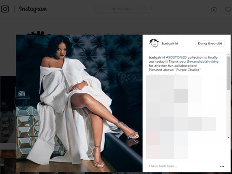 Trong một chiến dịch quảng cáo, nữ ca sĩ Rihanna đặt hàng 3 bộ trang phục, trong đó có mẫu sơ mi trắng của Công Trí. Ảnh: Người Lao Động